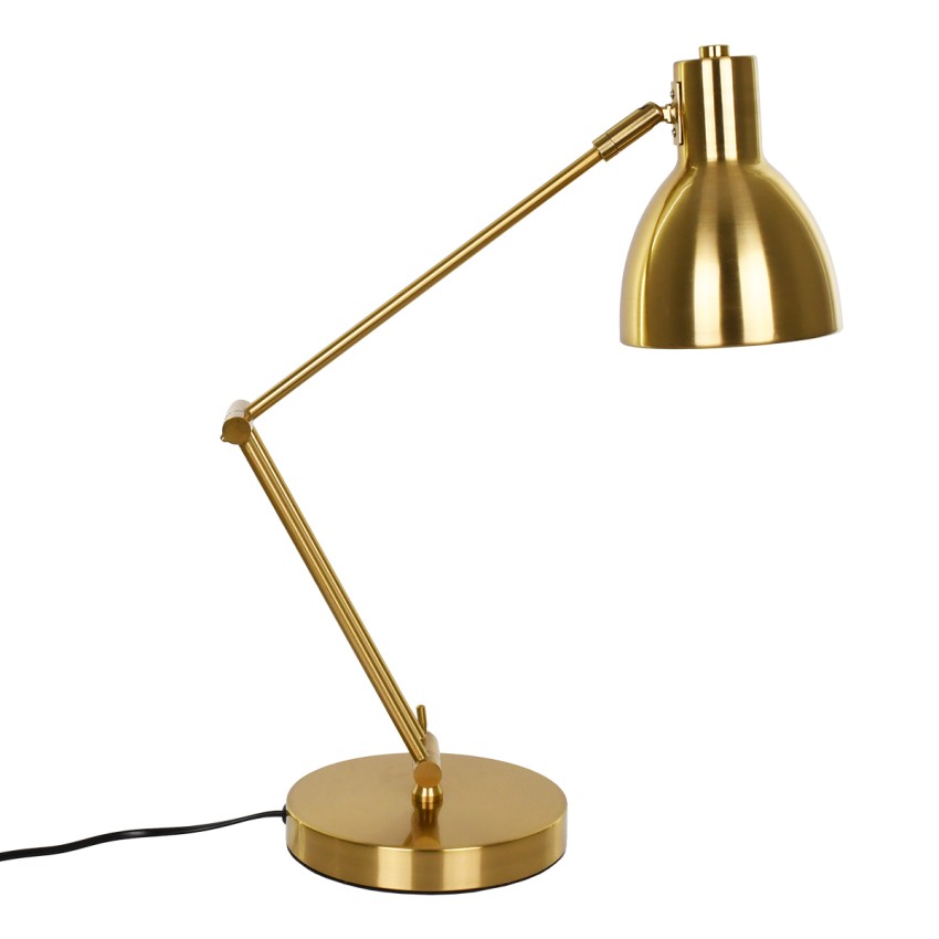 ZETO  Μοντέρνο Επιτραπέζιο Φωτιστικό Γραφείου Μονόφωτο Μεταλλικό Χρυσό Φ13 x Μ17 x Π17 x Υ72cm