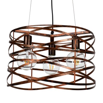 TOKEN  Μοντέρνο Κρεμαστό Φωτιστικό Πλέγμα Τρίφωτο 3 x E27 IP20 Χάλκινο Μέταλλο Μ43 x Π43 x Υ29cm