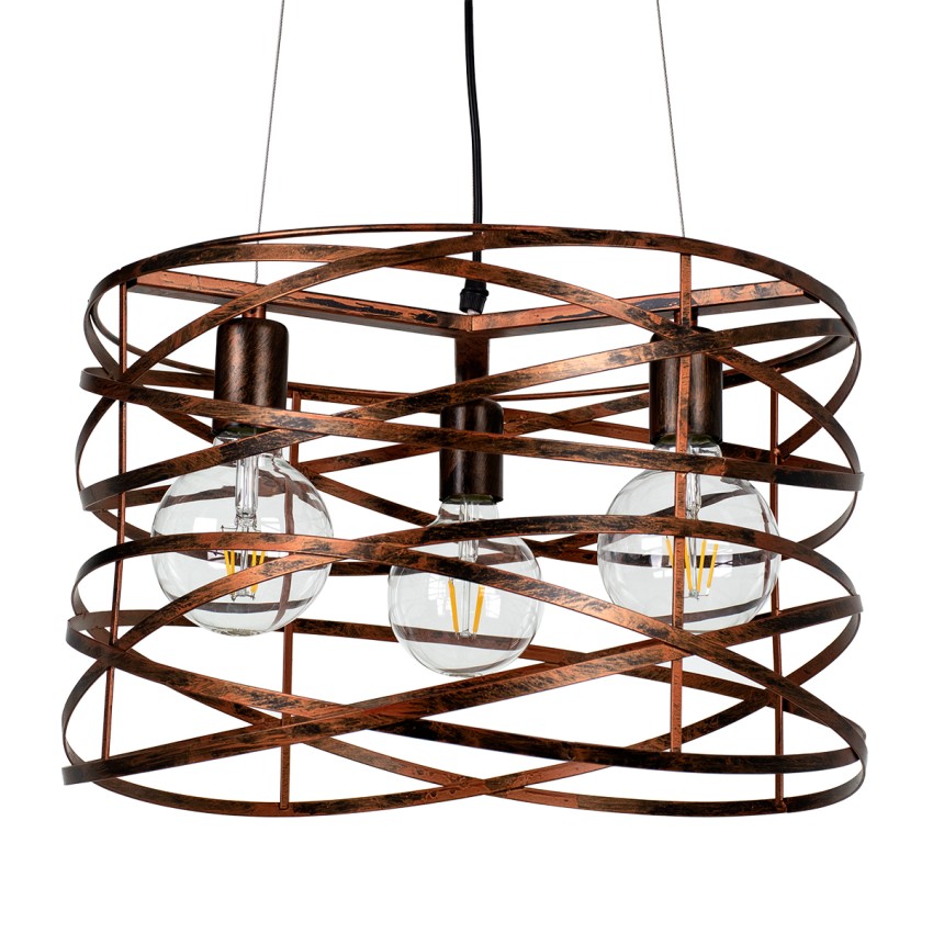 TOKEN  Μοντέρνο Κρεμαστό Φωτιστικό Πλέγμα Τρίφωτο 3 x E27 IP20 Χάλκινο Μέταλλο Μ43 x Π43 x Υ29cm