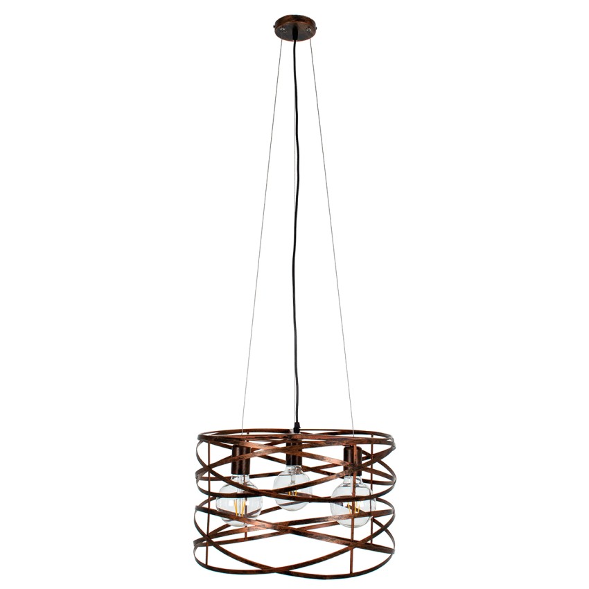 TOKEN  Μοντέρνο Κρεμαστό Φωτιστικό Πλέγμα Τρίφωτο 3 x E27 IP20 Χάλκινο Μέταλλο Μ43 x Π43 x Υ29cm