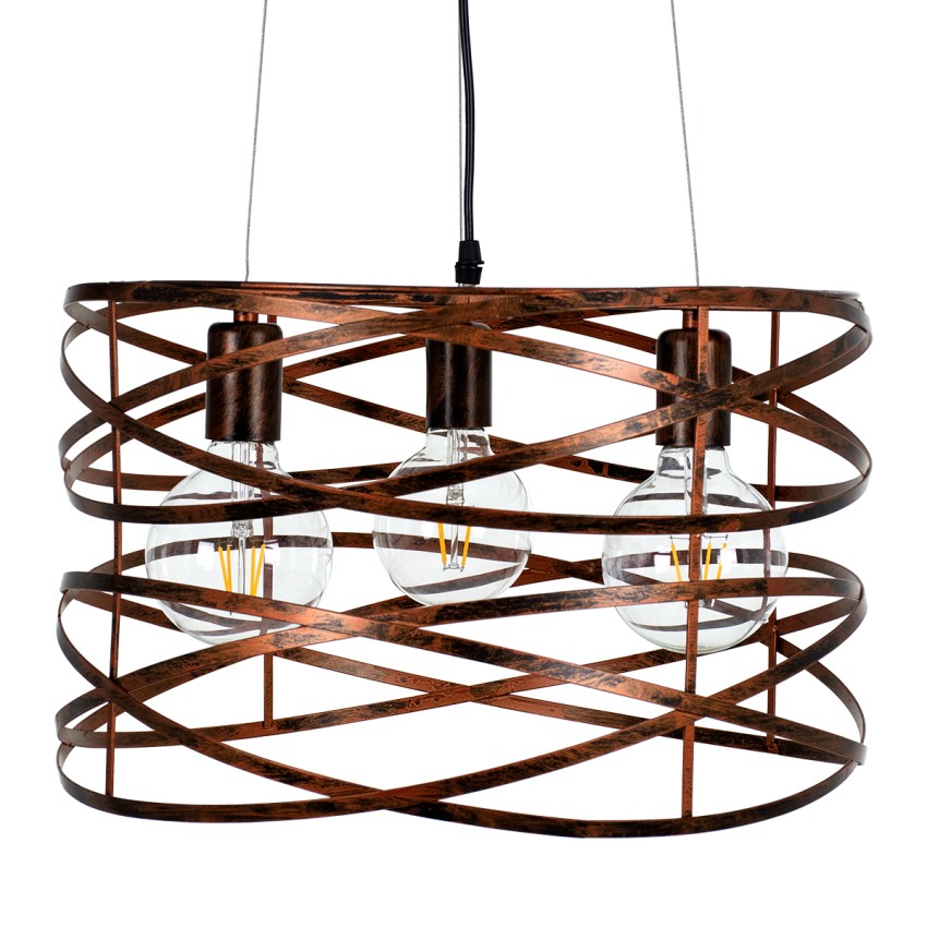 TOKEN  Μοντέρνο Κρεμαστό Φωτιστικό Πλέγμα Τρίφωτο 3 x E27 IP20 Χάλκινο Μέταλλο Μ43 x Π43 x Υ29cm