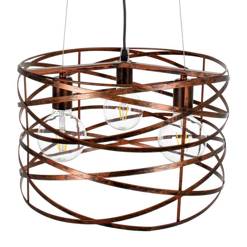 TOKEN  Μοντέρνο Κρεμαστό Φωτιστικό Πλέγμα Τρίφωτο 3 x E27 IP20 Χάλκινο Μέταλλο Μ43 x Π43 x Υ29cm