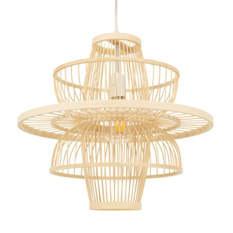 BALI  Boho Κρεμαστό Φωτιστικό Πλέγμα Μονόφωτο 1 x E27 IP20 Μπεζ Ξύλο - Μ45 x Π45 x Υ42.5cm