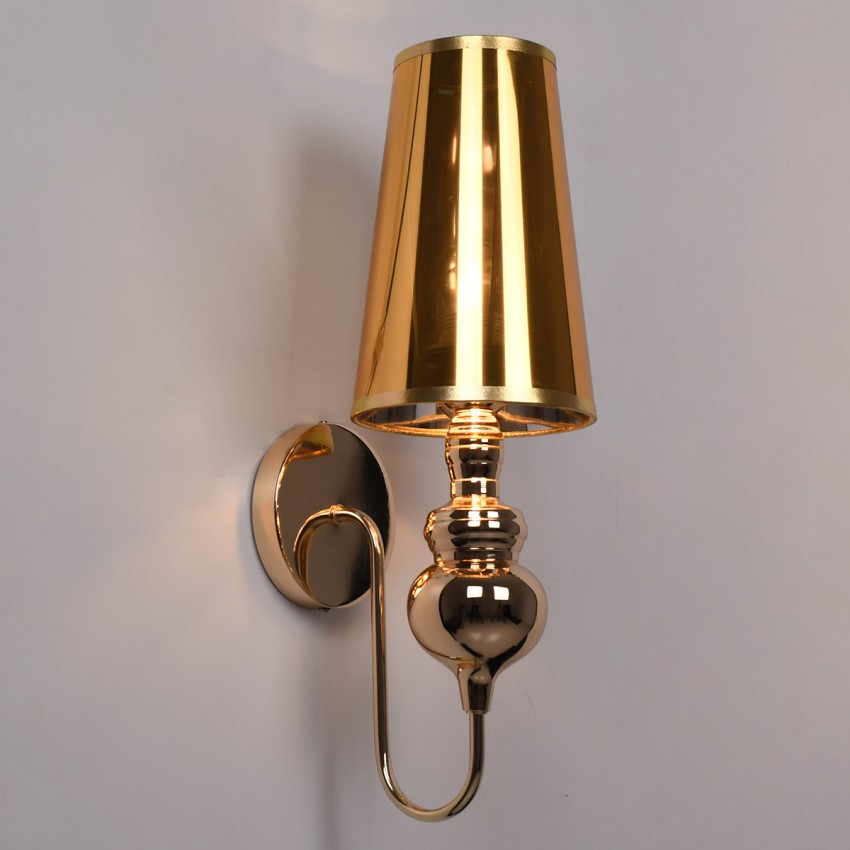 LAURA  Μοντέρνο Επιτοίχιο Φωτιστικό Απλίκα Μονόφωτο 1 x E27 IP20 Χρυσό Μέταλλο - Μ21 x Π15 x Y48cm