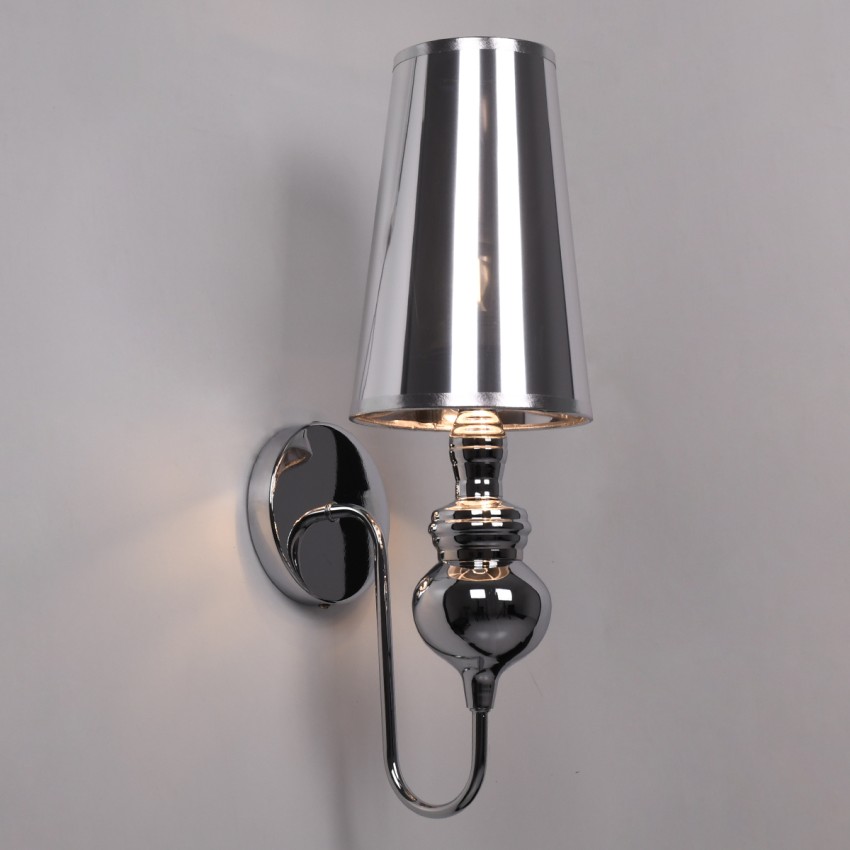 LAURA  Μοντέρνο Επιτοίχιο Φωτιστικό Απλίκα Μονόφωτο 1 x E27 IP20 Ασημί Μέταλλο - Μ21 x Π15 x Y48cm