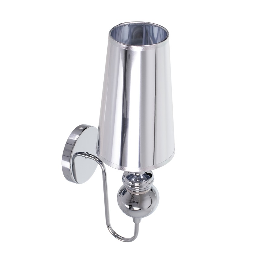 LAURA  Μοντέρνο Επιτοίχιο Φωτιστικό Απλίκα Μονόφωτο 1 x E27 IP20 Ασημί Μέταλλο - Μ21 x Π15 x Y48cm