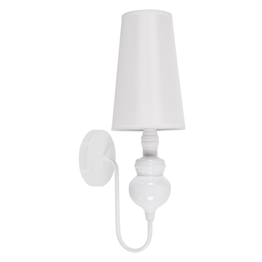 LAURA  Μοντέρνο Επιτοίχιο Φωτιστικό Απλίκα Μονόφωτο 1 x E27 IP20 Λευκό Μέταλλο με Λευκό Ύφασμα - Μ21 x Π15 x Y48cm