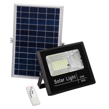 GLOBOSTAR® HERMES  Προβολέας LED 25W 250lm 120° DC 5V με Φωτοβολταϊκό Panel 5V 4W & Επαναφορτιζόμενη Μπαταρία Li-ion 3.2V 3000mAh Αδιάβροχο IP65 Ψυχρό Λευκό 6000K - Sanan Chip - Μαύρο - Μ19.5 x Π5 x Υ4.8cm
