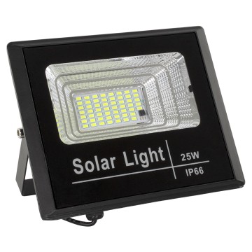 GLOBOSTAR® HERMES  Προβολέας LED 25W 250lm 120° DC 5V με Φωτοβολταϊκό Panel 5V 4W & Επαναφορτιζόμενη Μπαταρία Li-ion 3.2V 3000mAh Αδιάβροχο IP65 Ψυχρό Λευκό 6000K - Sanan Chip - Μαύρο - Μ19.5 x Π5 x Υ4.8cm