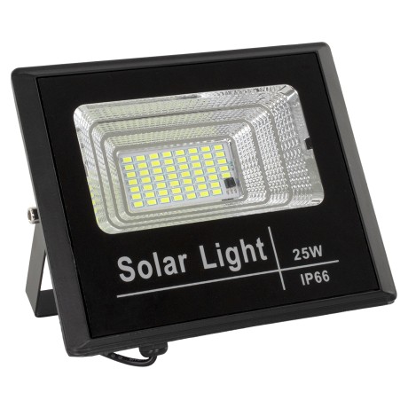 GLOBOSTAR® HERMES  Προβολέας LED 25W 250lm 120° DC 5V με Φωτοβολταϊκό Panel 5V 4W & Επαναφορτιζόμενη Μπαταρία Li-ion 3.2V 3000mAh Αδιάβροχο IP65 Ψυχρό Λευκό 6000K - Sanan Chip - Μαύρο - Μ19.5 x Π5 x Υ4.8cm