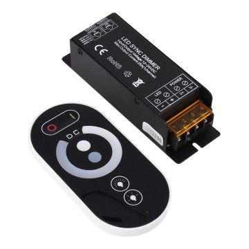 GLOBOSTAR® DIMMERIO  Σετ Dimmer με RF Ασύρματο Χειριστήριο με 1 x 25A 600W Κανάλι DC 12-24V 25A 600W Max IP20 - RF2.4Ghz SYNC - Μ12.8 x Π4.1 x Υ3.4cm