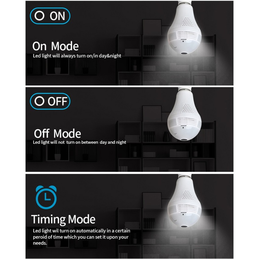 WIFI 2.4G IP CAMERA 2.0MP 1080P - Έξυπνη Κρυφή IP Κάμερα WiFi 1080P Fish Eye 360° 3W LED σε Σχήμα Λάμπας με Ντουί και Βάση E27 Smart Home