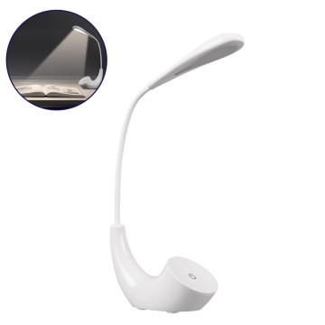 TESLER  Μοντέρνο Επαναφορτιζόμενο Φωτιστικό Γραφείου Λευκό LED 2.8 Watt 550lm DC 5V Αφής & Καλώδιο Τροφοδοσίας USB με Ενσωματωμένη Μπαταρία 1800mAh Φυσικό Λευκό 4500K