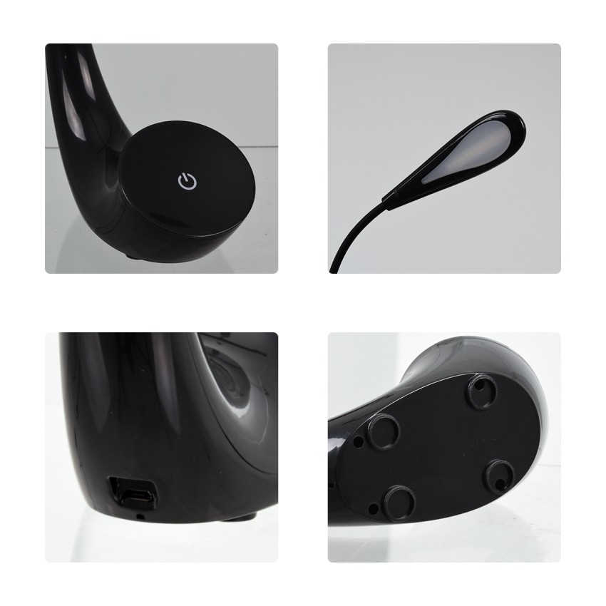 TESLER  Μοντέρνο Επαναφορτιζόμενο Φωτιστικό Γραφείου Μαύρο LED 2.8 Watt 550lm DC 5V Αφής & Καλώδιο Τροφοδοσίας USB με Ενσωματωμένη Μπαταρία 1800mAh Φυσικό Λευκό 4500K