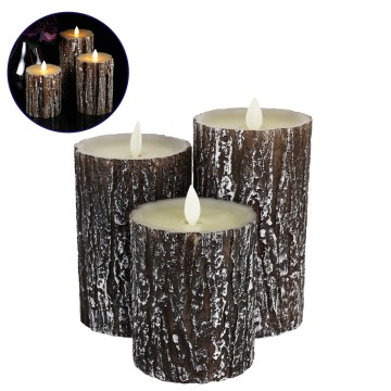 GLOBOSTAR® EVERFLAME  Διακοσμητικό Κερί Παραφίνης με IR Ασύρματο Χειριστήριο LED 0.5W 30lm 120° DC 3.2V με 2xAA Μπαταρίες IP20 Θερμό Λευκό 2700K Dimmable - Μ7.5 x Π7.5 x Υ15cm - Πακέτο 3 Τεμαχίων