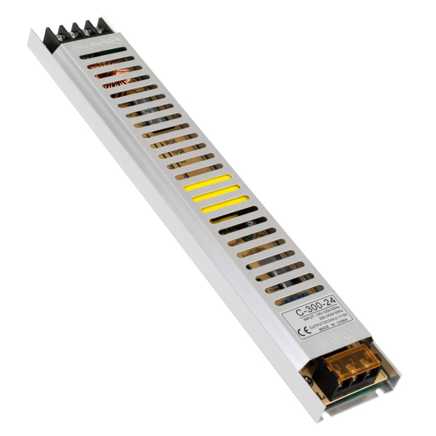 GLOBOSTAR® LUMISLIM  Τροφοδοτικό/Μετασχηματιστής PELV 300W 12.5A DC 24V IP20 - AC 220-240V σε DC 24V - Μ31 x Π5.4 x Υ2.3cm
