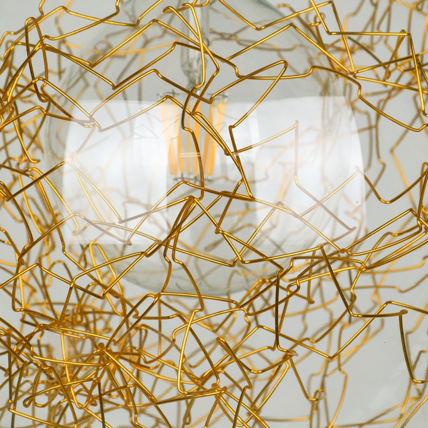 LAMP  Μοντέρνο Κρεμαστό Φωτιστικό Φιγούρα Μονόφωτο 1 x E27 IP20 Ασημί & Χρυσό Μέταλλο με Διάφανο Γυαλί - Μ30 x Π30 x Υ52cm