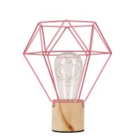 ANTLER  Μοντέρνο Επιτραπέζιο Φωτιστικό Γραφείου LED USB DC 5V Μονόφωτο Μεταλλικό Ροζ με Ξύλινη Βάση Θερμό Λευκό 3000K Φ19 x Μ19 x Π19 x Υ23cm