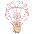 ANTLER  Μοντέρνο Επιτραπέζιο Φωτιστικό Γραφείου LED USB DC 5V Μονόφωτο Μεταλλικό Ροζ με Ξύλινη Βάση Θερμό Λευκό 3000K Φ19 x Μ19 x Π19 x Υ23cm