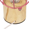 ANTLER  Μοντέρνο Επιτραπέζιο Φωτιστικό Γραφείου LED USB DC 5V Μονόφωτο Μεταλλικό Ροζ με Ξύλινη Βάση Θερμό Λευκό 3000K Φ19 x Μ19 x Π19 x Υ23cm