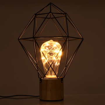 ANTLER  Μοντέρνο Επιτραπέζιο Φωτιστικό Γραφείου LED USB DC 5V Μονόφωτο Μεταλλικό Ροζ με Ξύλινη Βάση Θερμό Λευκό 3000K Φ19 x Μ19 x Π19 x Υ23cm