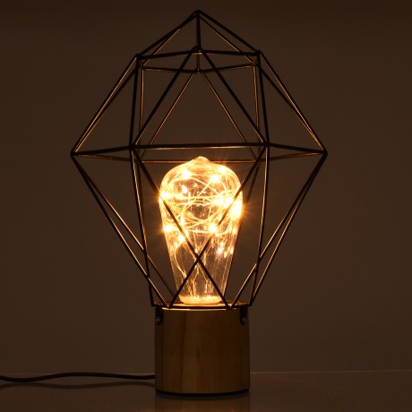 ANTLER  Μοντέρνο Επιτραπέζιο Φωτιστικό Γραφείου LED USB DC 5V Μονόφωτο Μεταλλικό Ροζ με Ξύλινη Βάση Θερμό Λευκό 3000K Φ19 x Μ19 x Π19 x Υ23cm