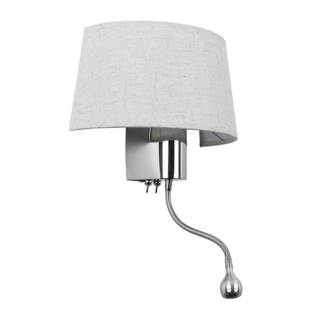 ELEGANT  Μοντέρνο Επιτοίχιο Φωτιστικό Απλίκα με LED Βραχίονα Δίφωτο 1 x E27 IP20 Λευκό Ύφασμα με Ασημί Μέταλλο - Μ26.5 x Π15 x Υ43cm