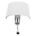 ELEGANT  Μοντέρνο Επιτοίχιο Φωτιστικό Απλίκα με LED Βραχίονα Δίφωτο 1 x E27 IP20 Λευκό Ύφασμα με Ασημί Μέταλλο - Μ26.5 x Π15 x Υ43cm