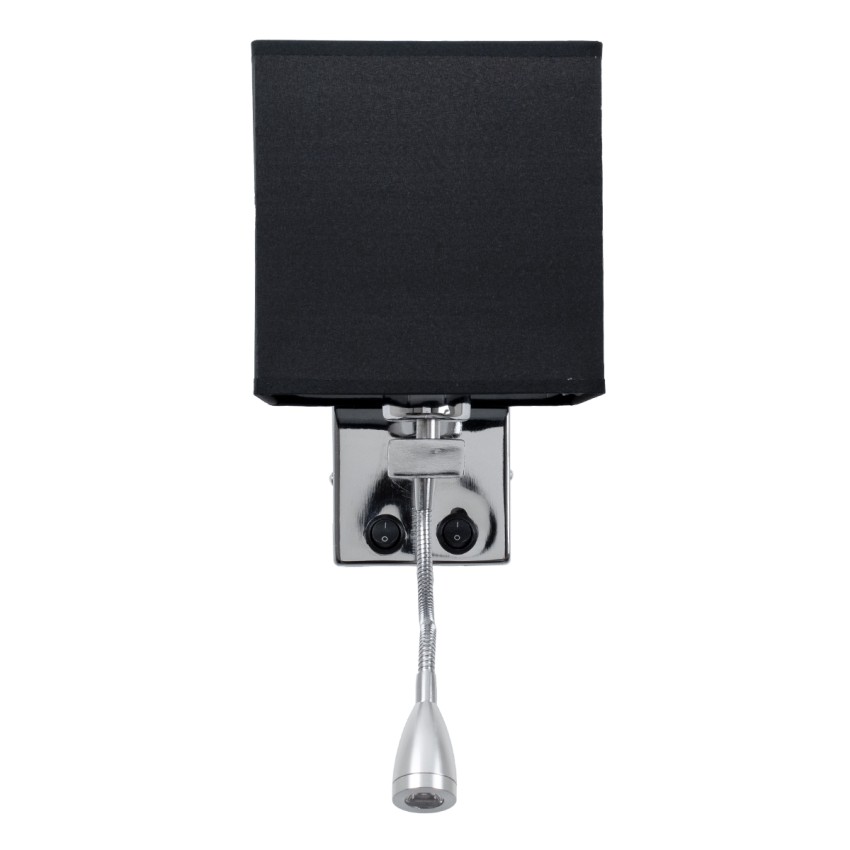 ELEGANT  Μοντέρνο Επιτοίχιο Φωτιστικό Απλίκα με LED Βραχίονα Δίφωτο 1 x E27 IP20 Μαύρο Ύφασμα με Ασημί Μέταλλο - Μ17 x Π21 x Υ43cm