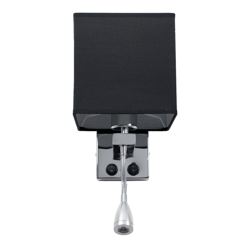 ELEGANT  Μοντέρνο Επιτοίχιο Φωτιστικό Απλίκα με LED Βραχίονα Δίφωτο 1 x E27 IP20 Μαύρο Ύφασμα με Ασημί Μέταλλο - Μ17 x Π21 x Υ43cm