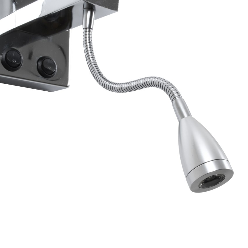 ELEGANT  Μοντέρνο Επιτοίχιο Φωτιστικό Απλίκα με LED Βραχίονα Δίφωτο 1 x E27 IP20 Λευκό Ύφασμα με Ασημί Μέταλλο - Μ17 x Π21 x Υ43cm