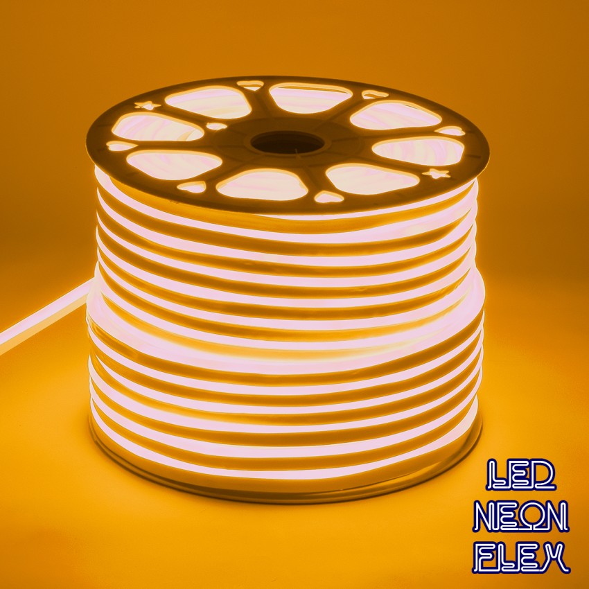 OVALE 120° Degree Neon Flex Epistar LED SMD 2835 1m 12W/m 120LED/m 1212lm/m 120° DC 230V Αδιάβροχη IP68 Gold - Ultra Θερμό 2200K Dimmable