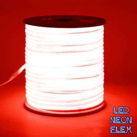GLOBOSTAR® NEOTUBE  Ταινία Neon Flex LED 12W/m 600lm/m 360° DC 220-240V Αδιάβροχο IP65 120 x SMD2835 Chip/m Κόκκινο Dimmable - Μ100 x Π1.3 x Υ1.3cm