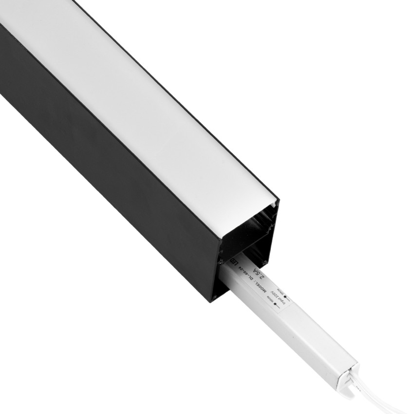 SURFACEPENDANT-PROFILE  Προφίλ Αλουμινίου - Βάση & Ψύκτρα Ταινίας LED με Λευκό Γαλακτερό Κάλυμμα - Επιφανειακή & Κρεμαστή Χρήση - Πατητό Κάλυμμα - Μαύρο - 3 Μέτρα - Μ300 x Π5 x Υ7cm
