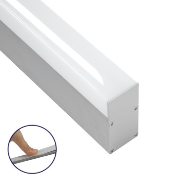 SURFACEPENDANT-PROFILE  Προφίλ Αλουμινίου - Βάση & Ψύκτρα Ταινίας LED με Λευκό Γαλακτερό Κάλυμμα - Επιφανειακή & Κρεμαστή Χρήση - Πατητό Κάλυμμα - Ασημί - 3 Μέτρα - Μ300 x Π3.5 x Υ7.4cm