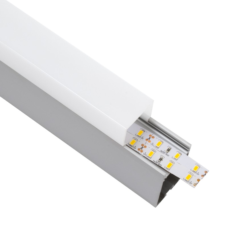 SURFACEPENDANT-PROFILE  Προφίλ Αλουμινίου - Βάση & Ψύκτρα Ταινίας LED με Λευκό Γαλακτερό Κάλυμμα - Επιφανειακή & Κρεμαστή Χρήση - Πατητό Κάλυμμα - Ασημί - 3 Μέτρα - Μ300 x Π3.5 x Υ7.4cm