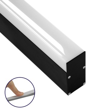 SURFACEPENDANT-PROFILE  Προφίλ Αλουμινίου - Βάση & Ψύκτρα Ταινίας LED με Λευκό Γαλακτερό Κάλυμμα - Επιφανειακή & Κρεμαστή Χρήση - Πατητό Κάλυμμα - Μαύρο - 3 Μέτρα - Μ300 x Π3.5 x Υ7.4cm