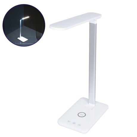 Επιτραπέζιο Φωτιστικό Πορτατίφ LED 3.5W 350lm -° DC 5V IP20 CCT Θερμό Λευκό 2700K - Φυσικό Λευκό 4500K - Ψυχρό Λευκό 6000K Dimmable Λευκό Πλαστικό με Γκρι Μέταλλο - Μ27 x Π14 x Υ51cm