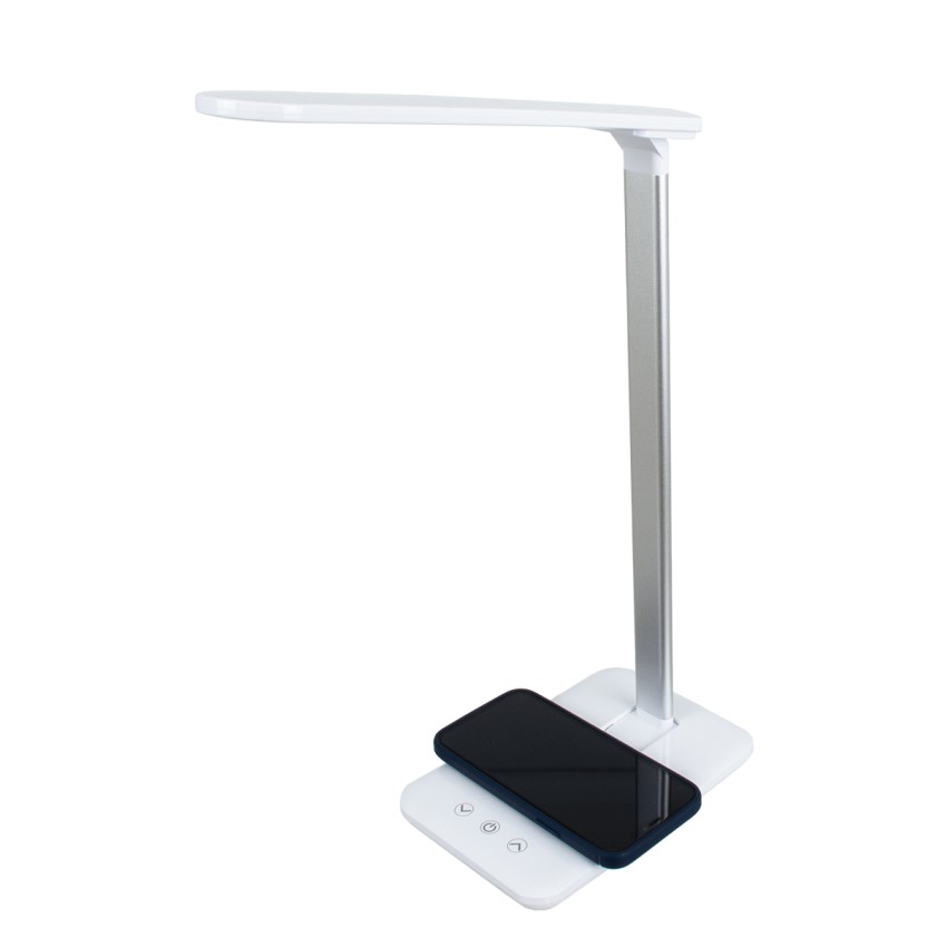Επιτραπέζιο Φωτιστικό Πορτατίφ LED 3.5W 350lm -° DC 5V IP20 CCT Θερμό Λευκό 2700K - Φυσικό Λευκό 4500K - Ψυχρό Λευκό 6000K Dimmable Λευκό Πλαστικό με Γκρι Μέταλλο - Μ27 x Π14 x Υ51cm