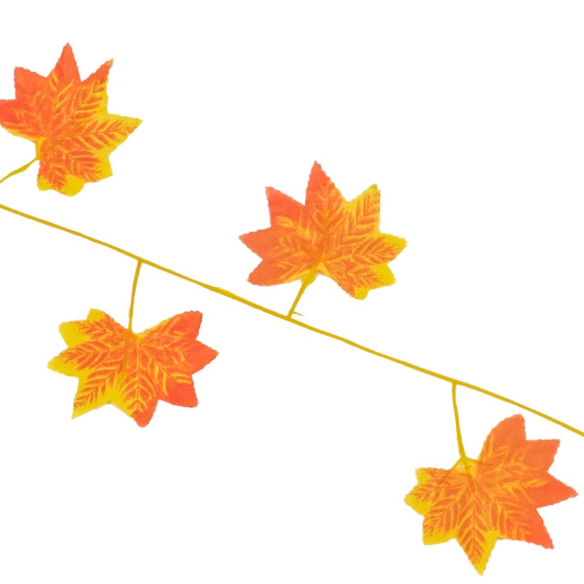 Τεχνητό Κρεμαστό Φυτό Διακοσμητική Γιρλάντα Λουλουδιών με 30 Πορτοκαλί Φύλλα Σφενδάμης M20 x Π20 x Υ220cm