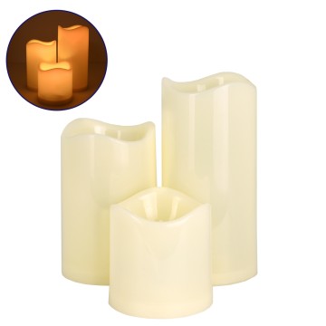 ΣΕΤ 3 Διακοσμητικών Realistic Κεριών με LED - Μπαταρίας & Ασύρματο Χειριστήριο IR Θερμό Λευκό 3000K Dimmable