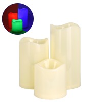 ΣΕΤ 3 Διακοσμητικών Realistic Κεριών με LED - Μπαταρίας & Ασύρματο Χειριστήριο IR Πολύχρωμα RGB Dimmable