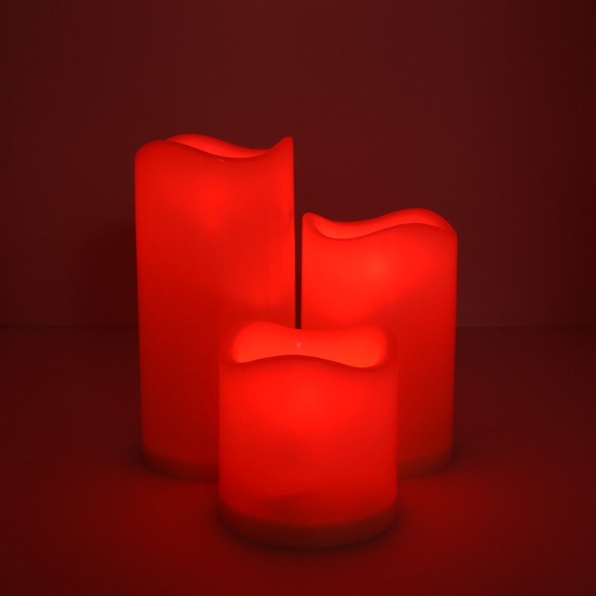 ΣΕΤ 3 Διακοσμητικών Realistic Κεριών με LED - Μπαταρίας & Ασύρματο Χειριστήριο IR Πολύχρωμα RGB Dimmable