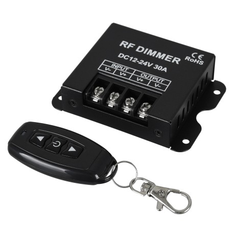 GLOBOSTAR® DIMMERME  Σετ Dimmer με RF Ασύρματο Χειριστήριο με 1 x 30A 720W Κανάλι DC 12-24V 30A 720W Max IP20 - RF2.4Ghz - Μ8.7 x Π6.2 x Υ2cm