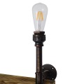 ENIMAS  Vintage Επιτοίχιο Φωτιστικό Απλίκα Δίφωτο 2 x E27 IP20 Χάλκινο Μέταλλο με Μπεζ Ξύλο - Μ65 x Π23 x Υ76cm