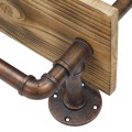 ENIMAS  Vintage Επιτοίχιο Φωτιστικό Απλίκα Δίφωτο 2 x E27 IP20 Χάλκινο Μέταλλο με Μπεζ Ξύλο - Μ65 x Π23 x Υ76cm