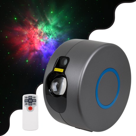 XL Διακοσμητικό Φωτιστικό Ειδικών Εφέ LASER NIGHT SKY AURORA GALAXY 3D LED 10W AC 230V - Πρίζα Schuko και Ασύρματο Χειριστήριο RF 2.4Ghz Πολύχρωμo RGB Dimmable