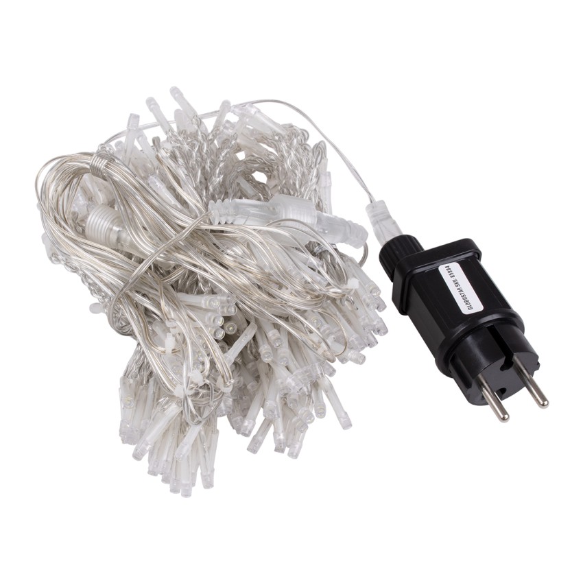 Διακοσμητική Κουρτίνα 3 x 3 Μέτρα με Controller 8 Προγραμμάτων Φωτισμού - Επεκτεινόμενη 300 LED 6W AC 230V με Διάφανο Καλώδιο & Πρίζα Schuko Αδιάβροχη IP44 Ψυχρό Λευκό 6000K Μ3 x Υ3m