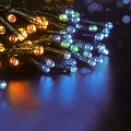Διακοσμητική Γιρλάντα 10 Μέτρων με Controller 8 Προγραμμάτων Φωτισμού - 100 LED 4W με Ενσωματωμένη Μπαταρία 600mAh - Φωτοβολταϊκό Πάνελ - Αισθητήρα Ημέρας-Νύχτας - Βάση Κήπου & Σκούρο Πράσινο Καλώδιο Αδιάβροχη IP65 Πολύχρωμη RGB Μ10m