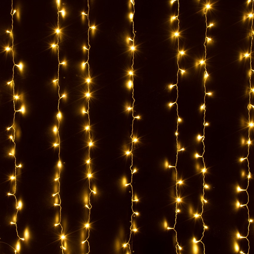 Διακοσμητική Κουρτίνα 3 x 3 Μέτρα με Controller 8 Προγραμμάτων Εναλλαγών Φωτισμού - Επεκτεινόμενη 300 LED 3.6W AC 230V με Διάφανο Καλώδιο & Πρίζα Schuko Αδιάβροχη IP44 Θερμό Λευκό 2700K Μ3 x Υ3m